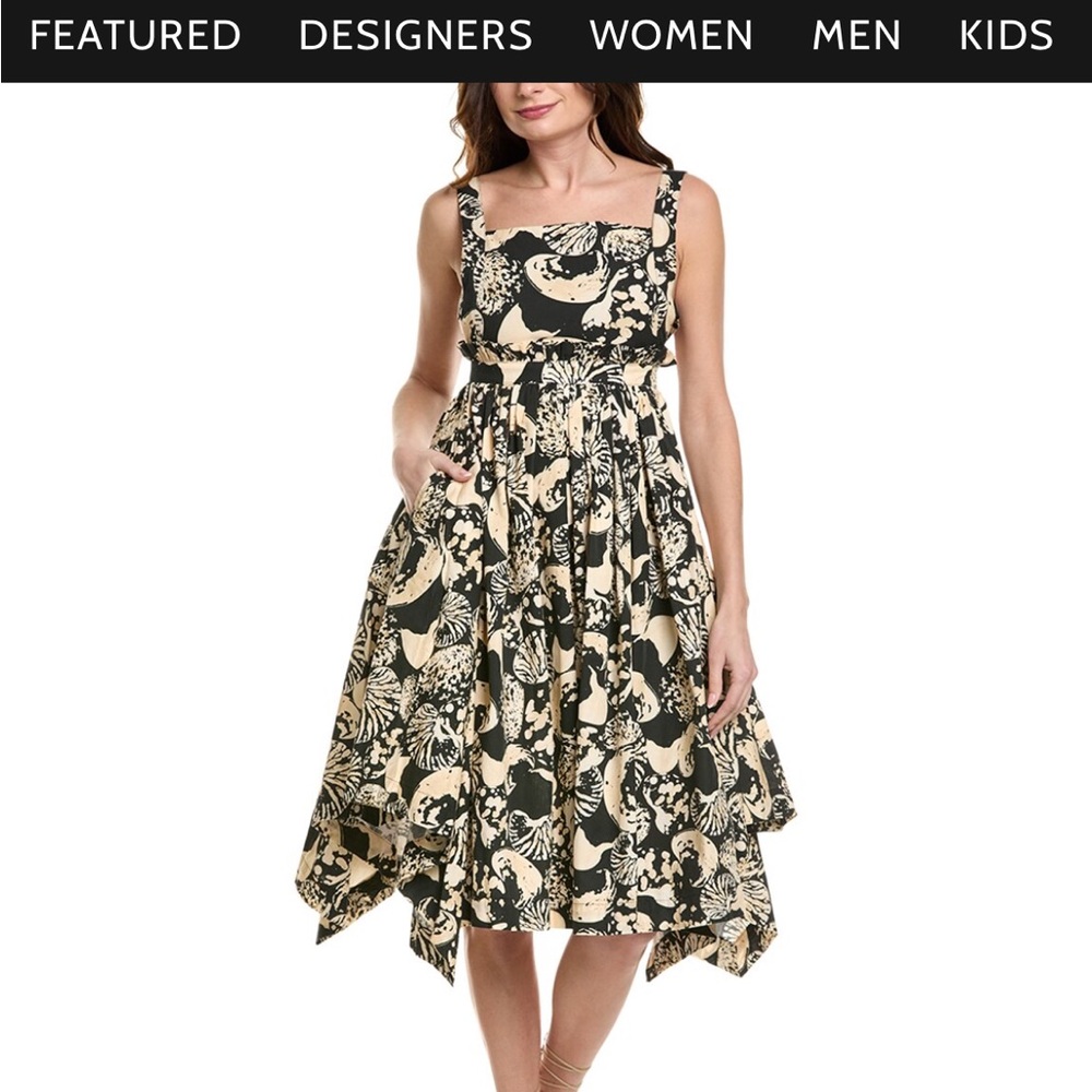 Agua by Agua Bendita Asymmetrical Black and Cream Dress